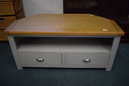 Grey Painted TV Corner Unit with Oak Effect Top