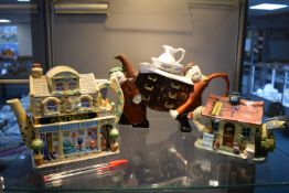 3x Antiques Themed Novelty Teapots