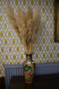 Oriental Style Vase with Decorative Pampas Grass