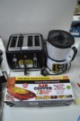 Swan Four Slice Electric Toaster, Lakeland Food Processor, and Red Five-Minute Chef