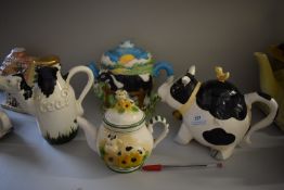 4x Cow Themed Novelty Teapots