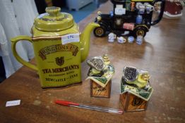 Ringtons Novelty Teapot, and 2x Tea Chest Novelty Trinket Boxes