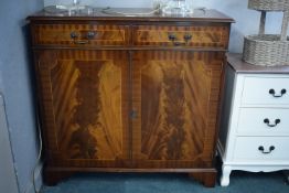 Georgian Style Mahogany Cabinet with Flame Mahogany Panels and Splay Feet