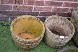 2x Concrete Garden Half Barrell Planters