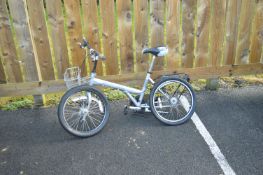 Raleigh Shopper Silver/Grey Bicycle - 16” Frame (wheels not attached) with Front Basket and