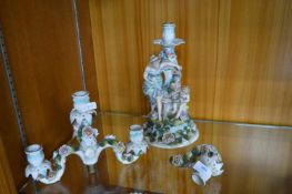 Decorative Continental Porcelain Candelabra (AF)