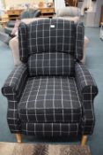 Black & White Upholstered Reclining Armchair