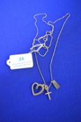 Sterling Silver Chain with Swarovski Crystal Heart Pendant, and Crucifix ~7.8g gross