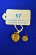 9ct Gold Locket and Saint Christoper ~0.9g gross (scrap)