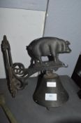 Cast Iron Wall Mounted Bell with Pig Design