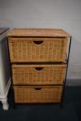 Three Drawer Wicker Basket Storage Unit