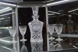 Cut Glass Lead Crystal Decanter and 4x Glasses