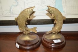 2x Brass Salmon Ornaments