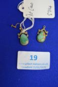 Pair of 9ct Gold Gemstone Earrings (one missing findings)
