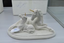Pottery Unicorn & Foal Figure by David Cornell