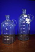 2x Large Glass Measuring Bottles