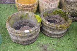 2x Concrete Garden Half Barrell Planters