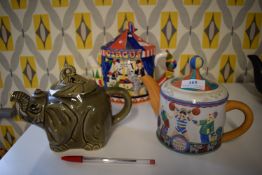 3x Circus Themed Novelty Teapots