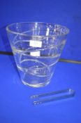 Large Glass Jasper Conran Stuart Crystal Aura Ice Bucket and Tongs