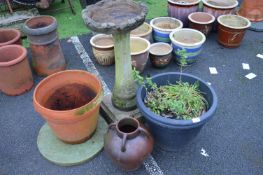 Garden Birdbath, Plant Pots, and an Urn
