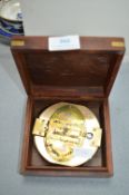 Reproduction Brass Compass in Wooden Case