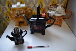 4x Kitchen Themed Novelty Teapots