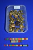 Military Brass Coat Buttons and Medal Ribbons