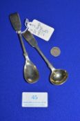 2x Hallmarked Silver Teaspoons and a 1914 Silver Threepence Bit