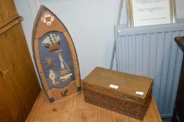 Nautical Boat Display Case plus Carved Wooden Box