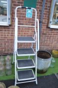 White Folding Four Tread Step Ladder