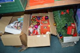 3x Boxes of Christmas Decorations, Ornaments, etc.