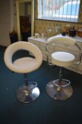 2x White Leatherette Kitchen Barstools