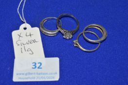 4x Sterling Silver Rings ~11g gross