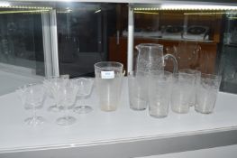 Vintage Etched Glass Beakers, etc.