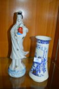 Corona Ware Vase and Chinese Figurine