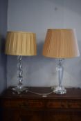 2x Crystal Effect Table Lamps with Shades