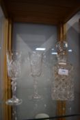 Cut Lead Crystal Decanter and Two Glasses