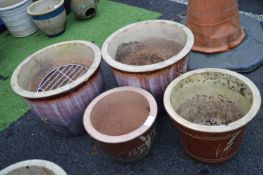 4x Glazed Garden Pots