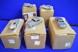 5x Danbury Mint Pewter Jaguar Model Cars