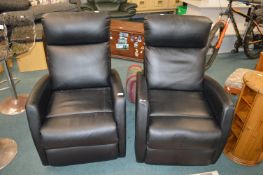 Pair of Black Reclining Armchairs (AF)