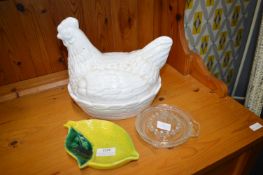 Pottery Chicken Egg Container, etc.