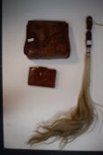 Crocodile Skin Handbag and Purse plus a Fly Whisk