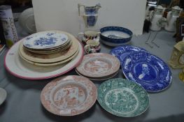 Victorian Meat Plates, Dishes, and Bowls Including Masons, etc.
