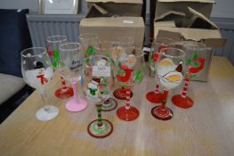 11x Assorted Hand Painted Glasses (mostly christmas)