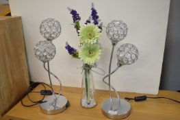 2x Decorative Lamps and Artificial Flowers