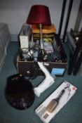 Assorted Electricals Including Lamp, Steam Cleaner, Hairdryer, etc.