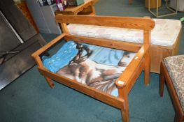 Solid Pine Dog Bench plus Upholstered Stool