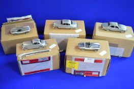 5x Danbury Mint Pewter Jaguar Model Cars