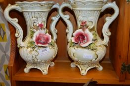 Pair of Vases with Rose Decoration (one AF)