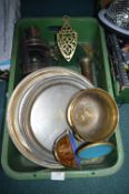 Tray of Decorative Metalware Including a Cloisonne Pot